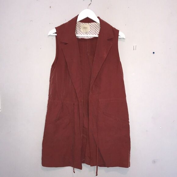 Anthropologie Elevenses Sleevless Trench Coral Open Front Layering Size M - Picture 5 of 14